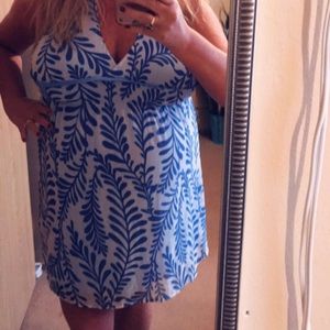 Backless- Periwinkle blue/white tie around neck